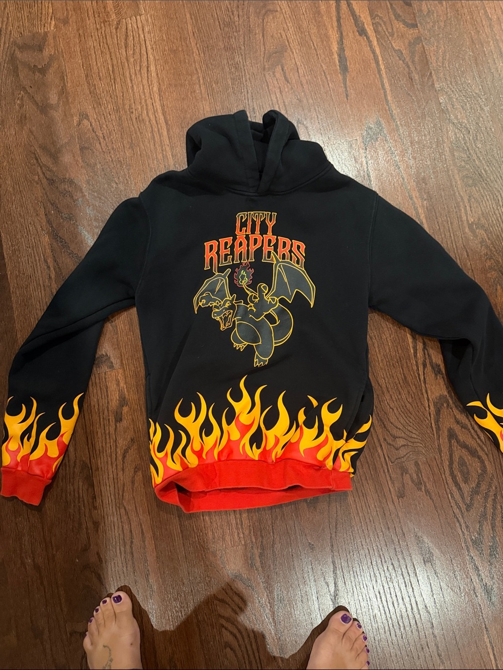 Overtime pokemon City Reapers Kids Black Flame Pullover Hoodie